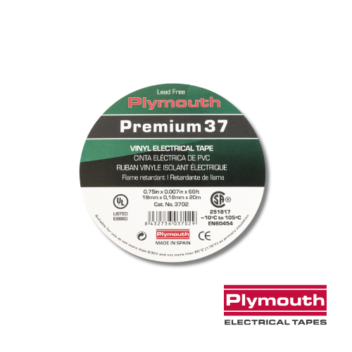 3702 - PREMIUM 37 GREEN ELECTRICAL VINYL TAPE .75" X .007" X 66', 1" CORE (Equivalent to 3M #35)