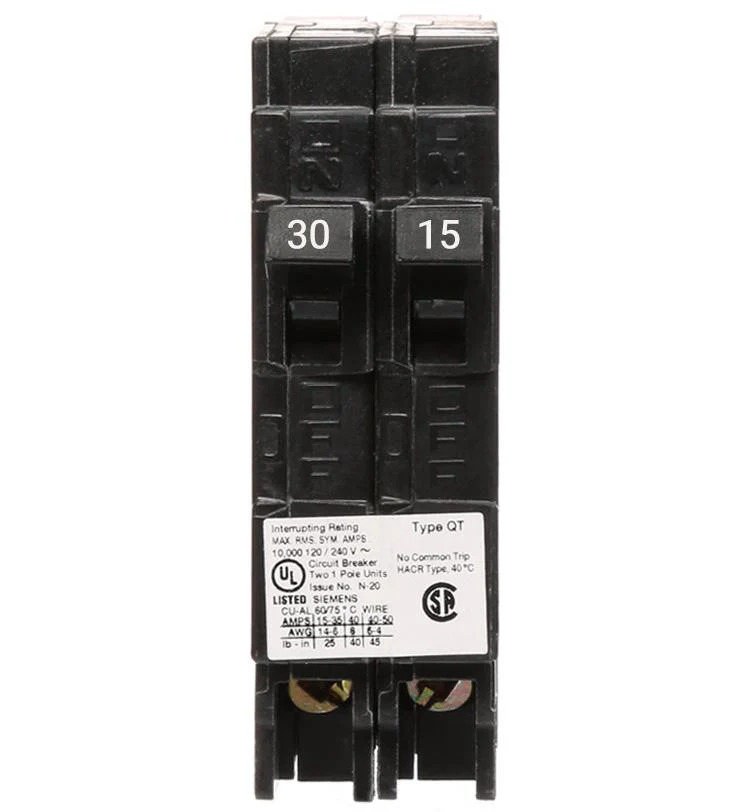 Siemens 15/30 AMP S/P DUP PG-IN Circuit Breaker Q3015