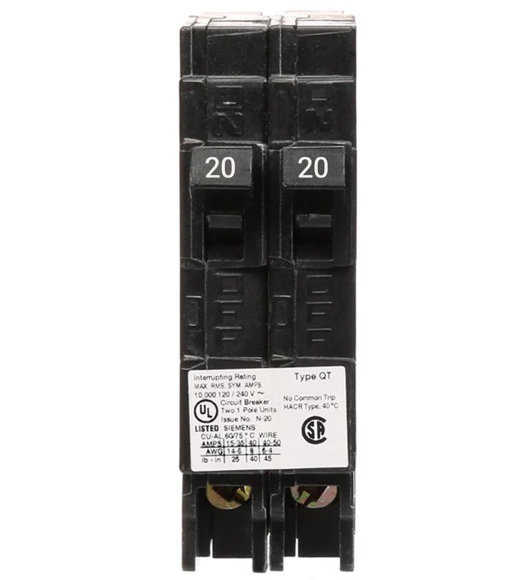 Siemens 20/20 AMP S/P DUP PG-IN Circuit Breaker Q2020