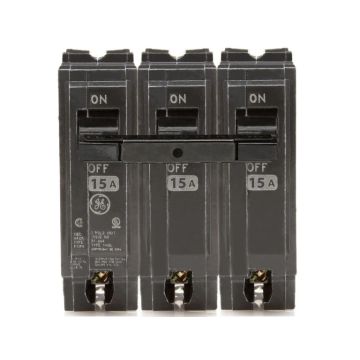 15 Amp Three Pole Plug-In Full Size Circuit Breaker 120/240V – GE PART NO.THQL32015