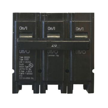 20 Amp Three Pole Plug-In Full Size Circuit Breaker 120/240V – EATON PART NO. BR320