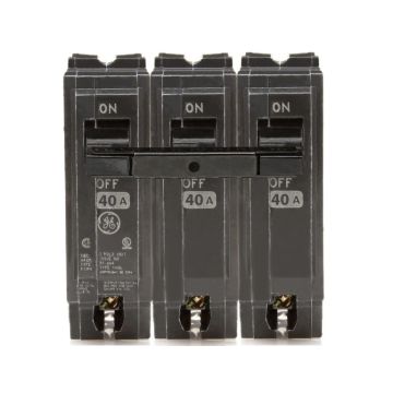 40 Amp Three Pole Plug-In Full Size Circuit Breaker 120/240V – GE PART NO. THQL32040