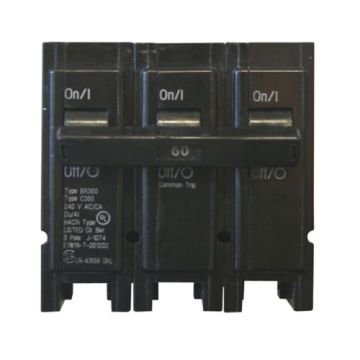 60 Amp Three Pole Plug-In Full Size Circuit Breaker 120/240V – EATON PART NO. BR360