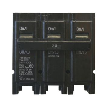 70 Amp Three Pole Plug-In Full Size Circuit Breaker 120/240V – EATON PART NO. BR370