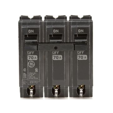 70 Amp Three Pole Plug-In Full Size Circuit Breaker 120/240V – GE PART NO. THQL32070