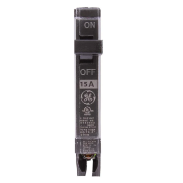 15 Amp Single Pole Plug-In Half Size Circuit Breaker 120/240V – GE PART NO. THQP115