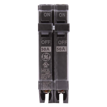 50 Amp Double Pole Plug-In Half Size Circuit Breaker 120/240V – GE PART NO. THQP250 