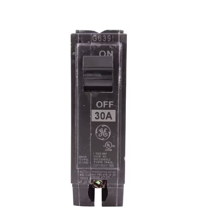 GE THQL1130 Q-Line 30 Amp 1 Single-Pole Full Size Circuit Breaker 120/240 Vac 